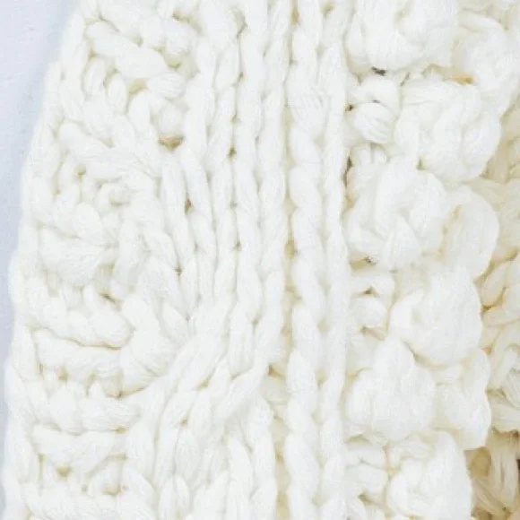 309. LAST 1! CHUNKY POMPOM Cream Open Cardigan Bubble Thick heavyweight sweater - Picture 4 of 8